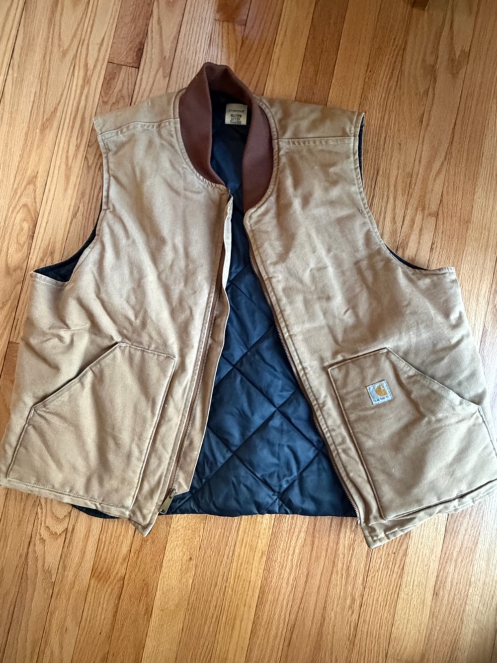 Carhartt Men's Brown Tan Sandstone Work Vest with Black Quilted Lining